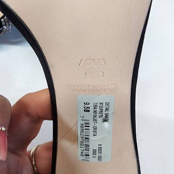 AQUA Women's Infinity Detail High Heel Dress Sandals Jet Crystal/ Black Size 9.5 - Picture 8 of 13